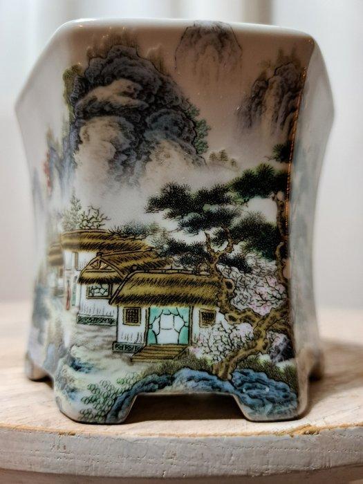 Bonsai schaal - 9,5x9,5x8,5cm - geglazuurd - Hoogte (boom):, Antiek en Kunst, Curiosa en Brocante