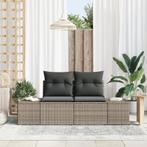 vidaXL 2-zits tuinbank met kussens - grijs poly riet, Tuin en Terras, Verzenden, Nieuw