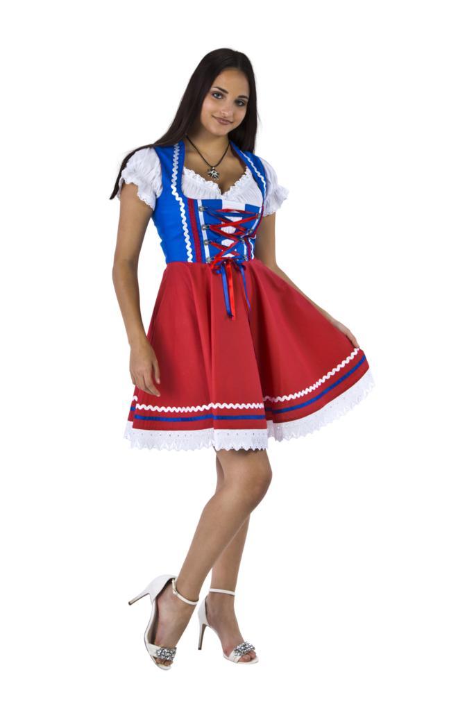 Dirndl 2-dlg., blauw/rood, Carmenblouse, Hobby en Vrije tijd, Feestartikelen, Nieuw, Verzenden