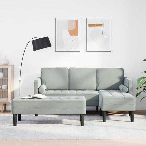 vidaXL L-vormige Tuinbank met Kussens in Lichtgrijs Velvet, Huis en Inrichting, Zetels | Zetels, Nieuw, Verzenden
