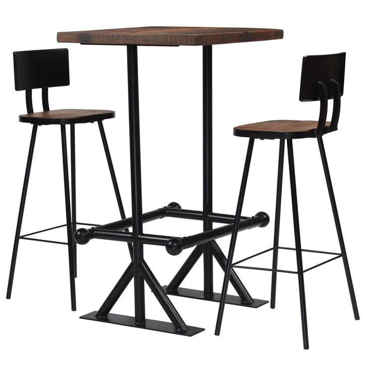 vidaXL 3-delige Barset massief gerecycled hout, Huis en Inrichting, Complete eetkamers, Nieuw, Verzenden