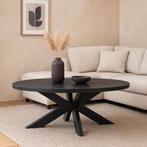 Salontafel Mangohout Ovaal Oscar Zwart 130x70, 100 tot 150 cm, Verzenden, Nieuw, 50 tot 100 cm