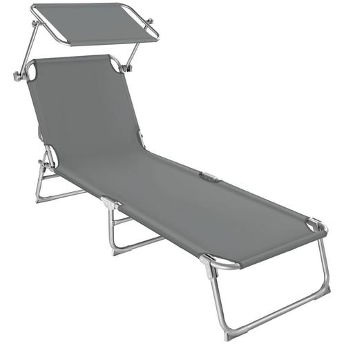 tectake Ligbed met 4 standen - grijs, Tuin en Terras, Tuinsets en Loungesets, Verzenden
