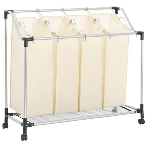 vidaXL Wassorteerder met 4 zakken staal crème, Huis en Inrichting, Woonaccessoires | Overige, Nieuw, Verzenden