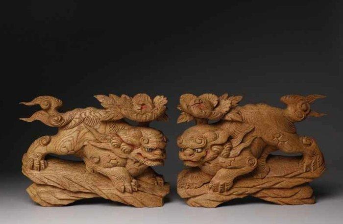 [Gratis verzending] Antieke houten leeuw-honden met, Antiek en Kunst, Antiek | Overige Antiek