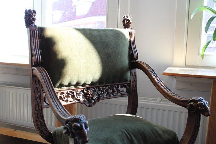 Fauteuil - Hout, Fluweel - Antique Dagobert fauteuil, Antiek en Kunst, Antiek | Overige Antiek