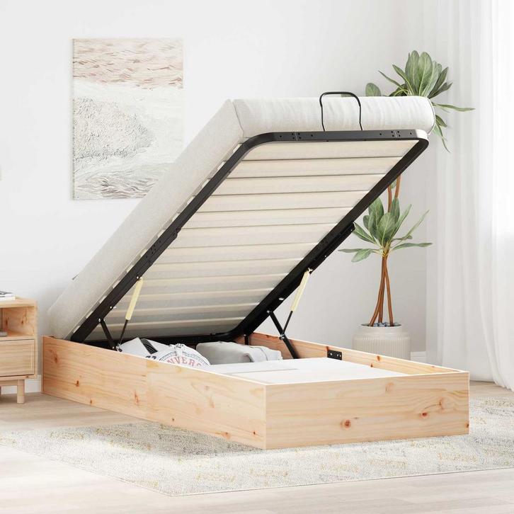 vidaXL Ottoman bedframe met opbergruimte 2 pcs Naturel 70 x, Huis en Inrichting, Slaapkamer | Bedden, Nieuw, Verzenden