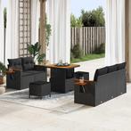 vidaXL Tuinbank Set 8 pcs Zwart Poly riet en gepoedercoat, Tuin en Terras, Verzenden, Nieuw