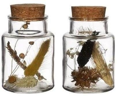 Vaasje Naturel met kurk incl. droogbloemen 10×7 cm per stuk, Hobby en Vrije tijd, Knutselen, Nieuw