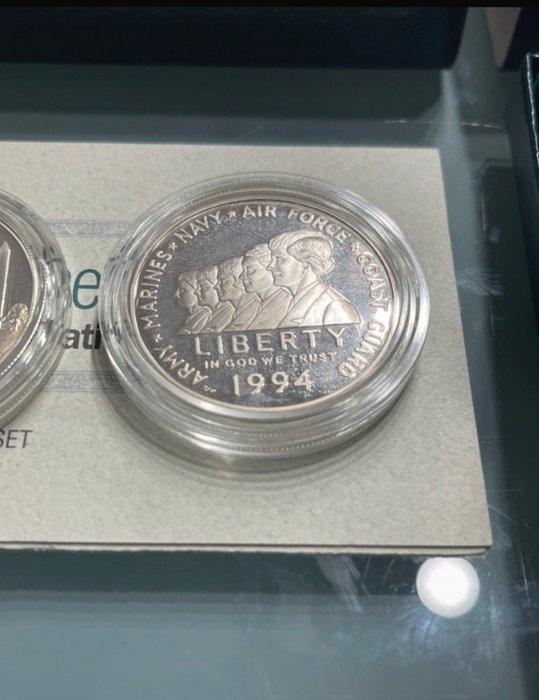 Verenigde Staten. 1 Dollar 1994 US Veterans (3 coins), Postzegels en Munten, Munten | Europa | Niet-Euromunten