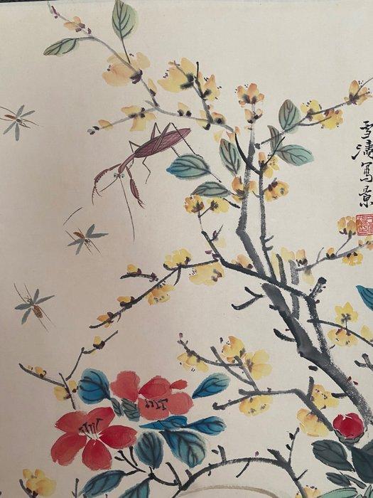 Insecten, planten en kalligrafie - Wang Xuetao - China - 20e, Antiek en Kunst, Antiek | Overige Antiek