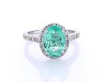 2.26 Tcw Emerald & Diamonds ring - Ring Witgoud Smaragd -