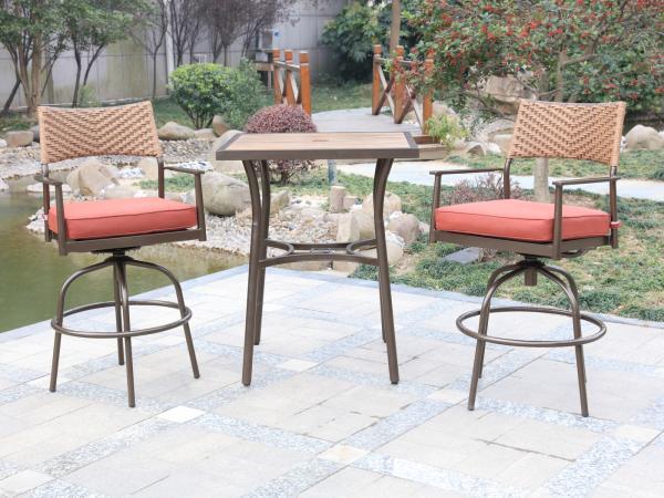 Veiling - Tuinset 3-delig - barset hoog - bruin wicker + rod, Tuin en Terras, Tuinsets en Loungesets, Nieuw