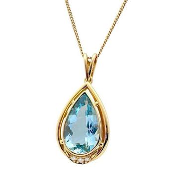 Pendentif - 18 carats Or jaune - 3.33ct. tw. Aigue-marine -