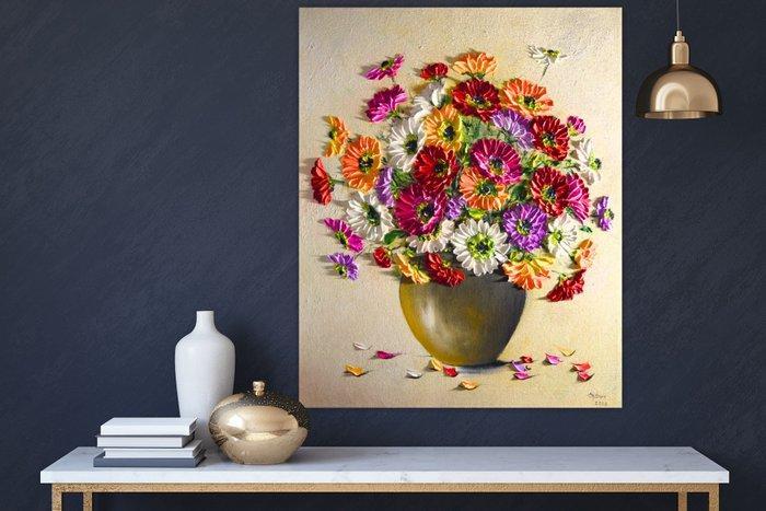 Bajor Kinga - Flowers, Antiek en Kunst, Kunst | Schilderijen | Modern