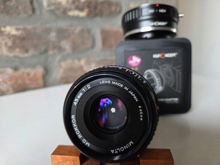 Minolta, Sony 45mm 2 MD ROKKOR + NEX Sony adapter ( K&F, Audio, Tv en Foto, Fotocamera's Digitaal