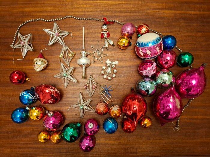 Kerstdecoratie (42) - Glas - vintage kerstversiering, Diversen, Kerst