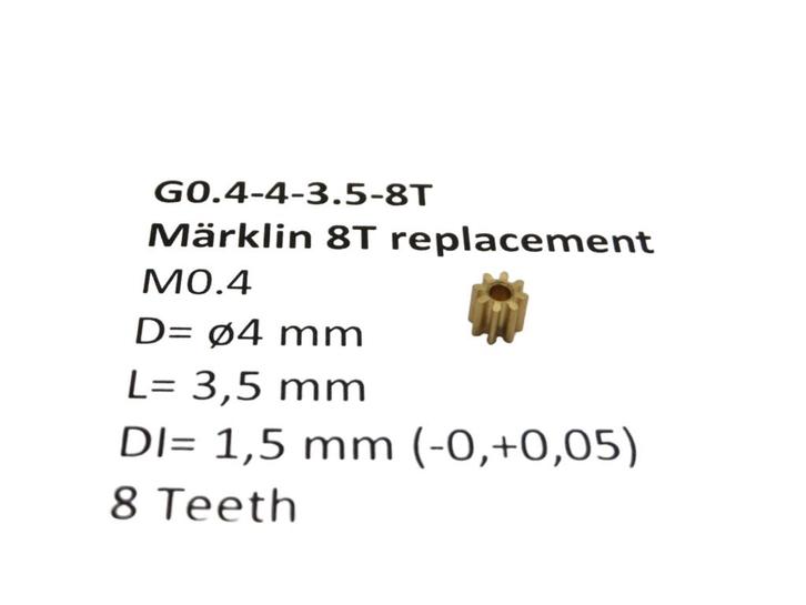 micromotor G0.4-4-3.5-8T tandwiel voor Marklin, Hobby en Vrije tijd, Modeltreinen | H0, Gelijkstroom, Overige typen, Nieuw, Overige merken