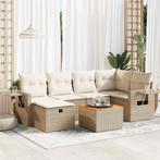 vidaXL 7-delige Loungeset met kussens poly rattan beige, Tuin en Terras, Verzenden, Nieuw, Loungeset