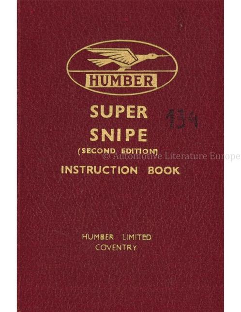 1939 HUMBER SUPER SNIPE INSTRUCTIEBOEKJE ENGELS, Auto diversen, Handleidingen en Instructieboekjes, Ophalen of Verzenden