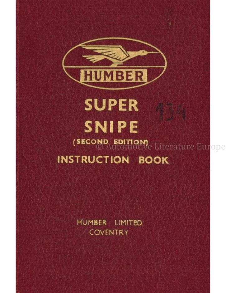 1939 HUMBER SUPER SNIPE INSTRUCTIEBOEKJE ENGELS, Auto diversen, Handleidingen en Instructieboekjes, Ophalen of Verzenden