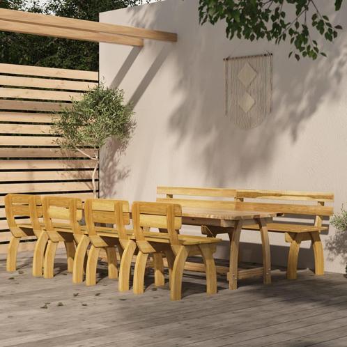 vidaXL Ensemble à manger de jardin 6 pcs Bois de pin, Jardin & Terrasse, Ensembles de jardin, Neuf, Envoi