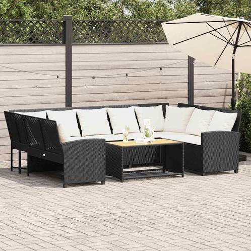 vidaXL Tuinbank met kussens poly rattan zwart, Tuin en Terras, Tuinsets en Loungesets, Nieuw, Verzenden