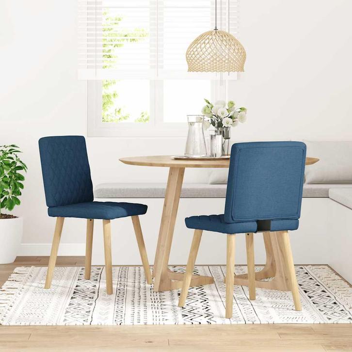 vidaXL Eetkamerstoelen 2 st stof blauw, Huis en Inrichting, Stoelen, Nieuw, Verzenden