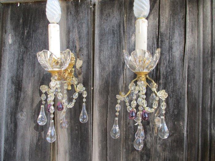 Wandkandelaar (2) - Paar Art Deco wandlampen. Brons en, Antiek en Kunst, Curiosa en Brocante