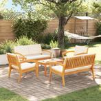 vidaXL 5-delige bistro set met kussens - Massief acaciahout, Tuin en Terras, Tuinsets en Loungesets, Verzenden, Nieuw