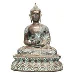 Beeld, BIG brass boeddha Amitabha uit Nepal - 42 cm -
