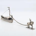 J. Niekerk - Trekschuit met Paard - Miniatuur figuur - .835, Antiek en Kunst, Antiek | Zilver en Goud