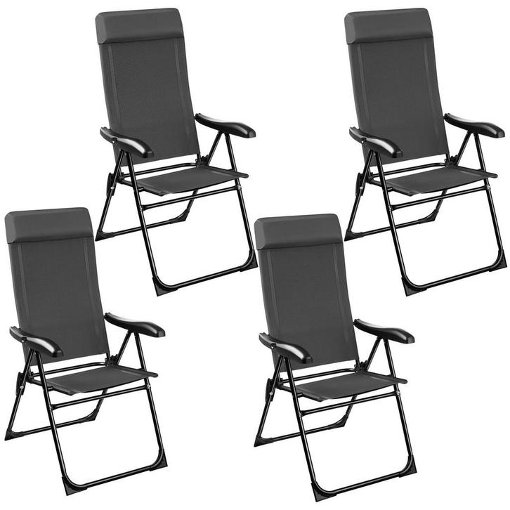 tectake Inklapbare campingstoel Müritz met hoofdkussen, alum, Caravans en Kamperen, Kampeeraccessoires, Verzenden