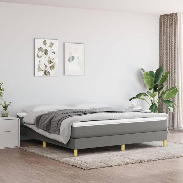 vidaXL Boxspring bed stof donkergrijs 160x200 cm, Huis en Inrichting, Slaapkamer | Bedden, Nieuw, Verzenden