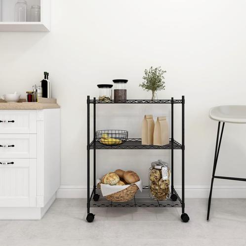 vidaXL Opbergrek met wielen 3-laags 60x35x81 cm 150 kg zwart, Huis en Inrichting, Kasten | Stellingkasten, Nieuw, Verzenden