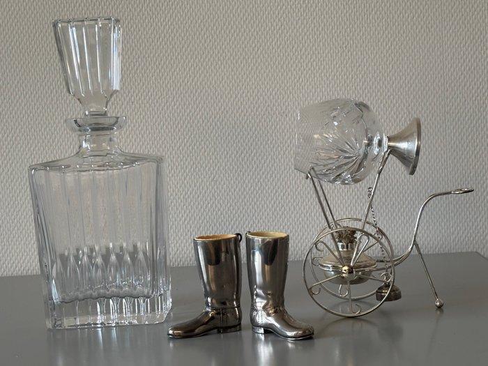Service à liqueur (4) - Plaqué(e) argent, Cristal - Coffret, Antiek en Kunst, Curiosa en Brocante