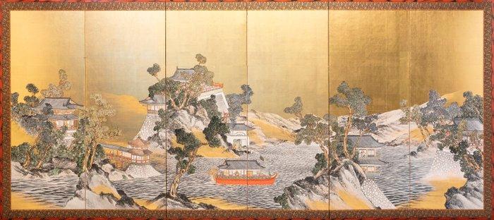 Bybu kamerscherm - Een papier-vijfpanelen Bybu (), Antiek en Kunst, Antiek | Overige Antiek