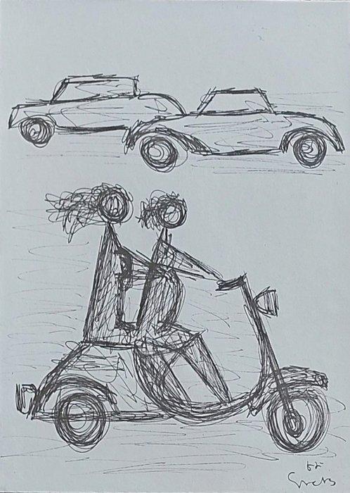 Siep Van Den Berg (1913-1998) - Vespa Scooters, Antiek en Kunst, Kunst | Schilderijen | Modern