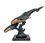 Sculpture, zwemmende walvissen - 44 cm - Aluminium, Antiquités & Art