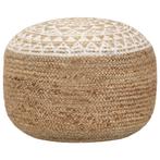 vidaXL Poef handgemaakt 45x30 cm jute wit, Maison & Meubles, Canapés | Repose-pieds & Poufs, Verzenden