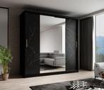 Kledingkast marmer zwart 200x62x200 schuifdeuren met spiegel, Verzenden, Nieuw