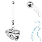 Fako Bijoux® - Zwangerschapspiercing - Babyvoetjes - 70mm -, Handtassen en Accessoires, Piercings, Verzenden, Nieuw