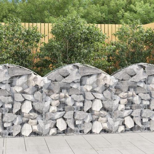 vidaXL Schanskorf gewelfd 100x30x80/100 cm gegalvaniseerd, Tuin en Terras, Bloempotten, Nieuw, Verzenden