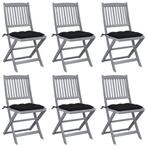 vidaXL Tuinstoelen 6 st inklapbaar met kussens massief, Verzenden, Nieuw