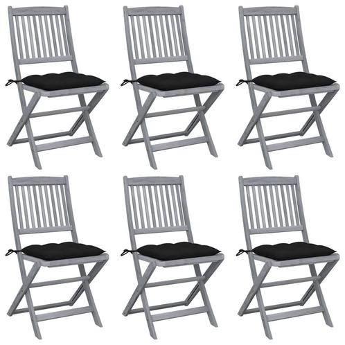 vidaXL Tuinstoelen 6 st inklapbaar met kussens massief, Tuin en Terras, Tuinstoelen, Nieuw, Verzenden