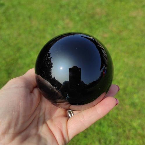 Obsidiaan Bol - Hoogte: 9.2 cm- 840 g - (1), Verzamelen, Mineralen en Fossielen