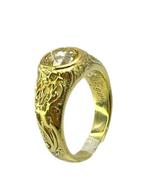 Bague - 18 carats Or jaune, Bague de fiançailles antique en, Handtassen en Accessoires, Ringen, Nieuw