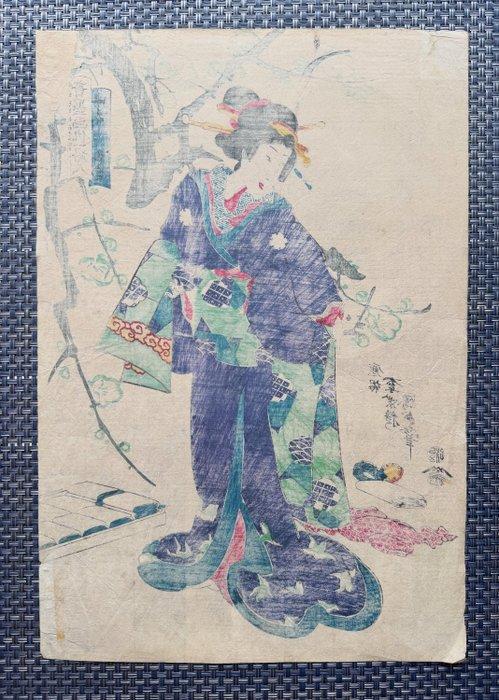 Estampe japonaise sur bois originale - Oto-sumie Adana, Antiquités & Art, Antiquités | Autres Antiquités