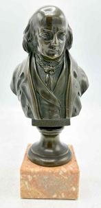 Buste, Antique Bust of Pierre Jean De Beranger on Marble, Antiek en Kunst