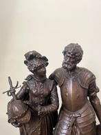 Beeldje - Ridder en zijn dame - Zinklegering, Hout